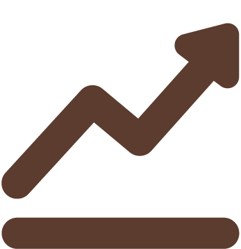 Icon depicting an upwards trend line.